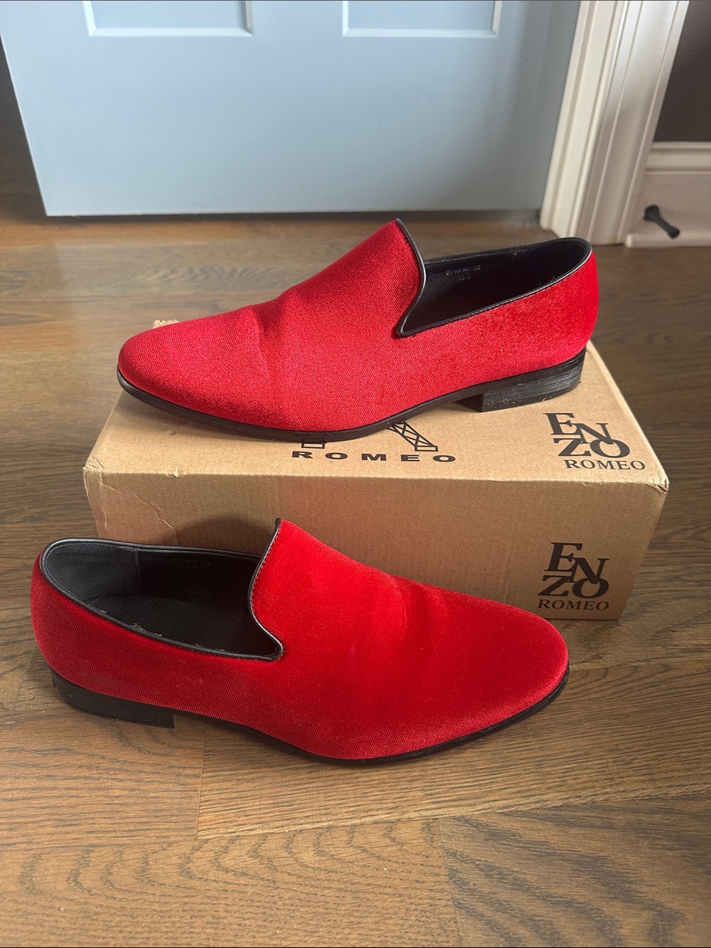 Men’s Red Velvet Slip-On Loafers